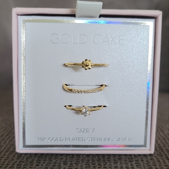 Gold Cake Jewelry Gold Cake Set Of Three3 Dainty Gold Rings Nib